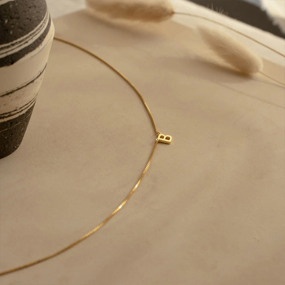 Emanco stainless steel DIY letter necklace niche premium collarbone chain European and American popular box chain jewelry wholesale