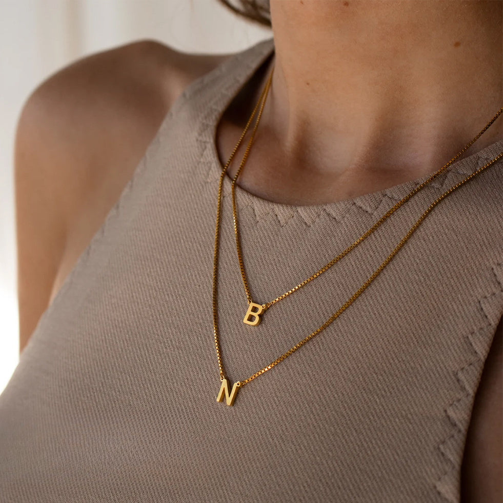 Emanco stainless steel DIY letter necklace niche premium collarbone chain European and American popular box chain jewelry wholesale