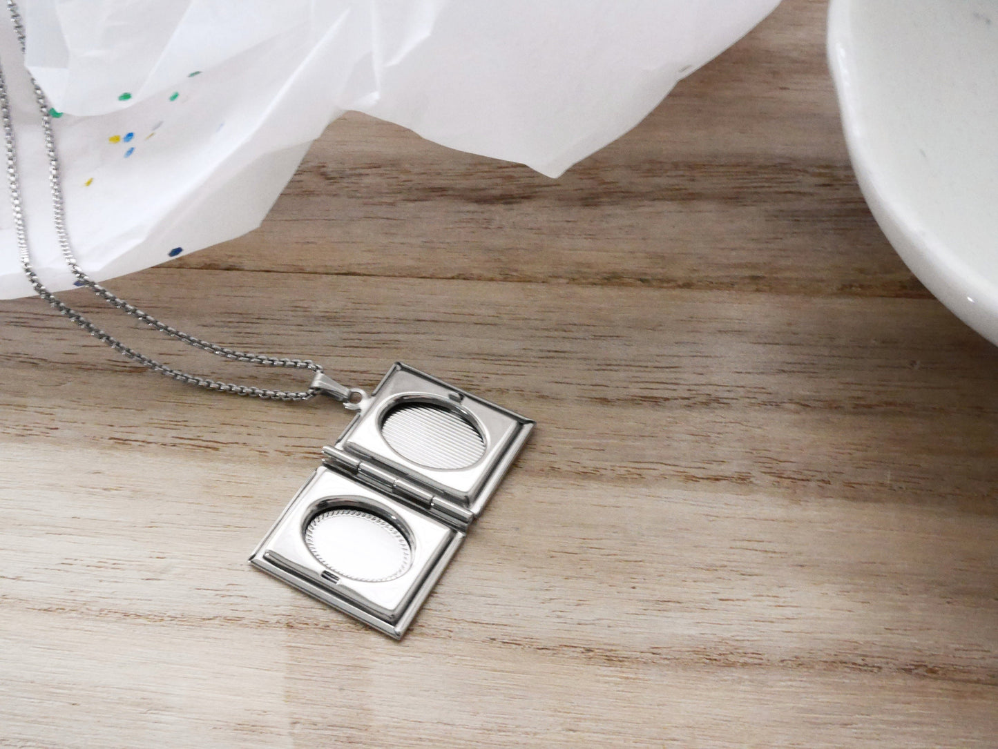Book Locket Necklace with Customized Engraving, Vintage Silver Pendant with Picture and Initials, Graduation and Proposal Jewelry Gift.