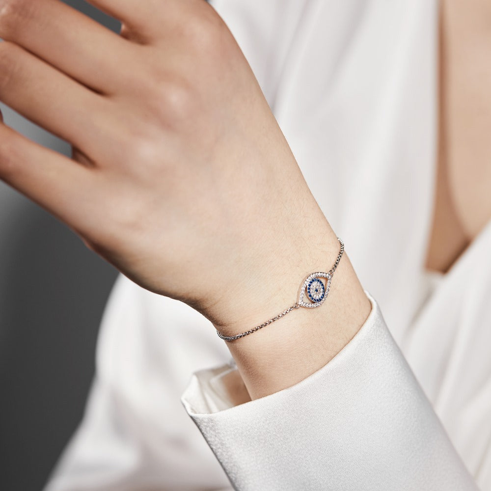 silver bracelet evil eye