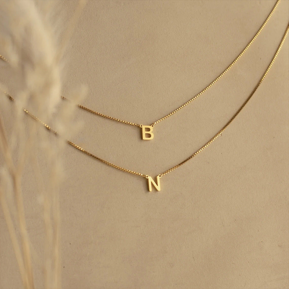 Emanco stainless steel DIY letter necklace niche premium collarbone chain European and American popular box chain jewelry wholesale