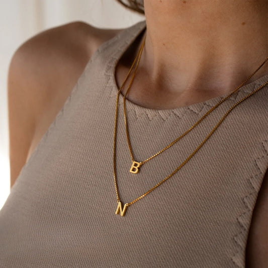 Emanco stainless steel DIY letter necklace niche premium collarbone chain European and American popular box chain jewelry wholesale