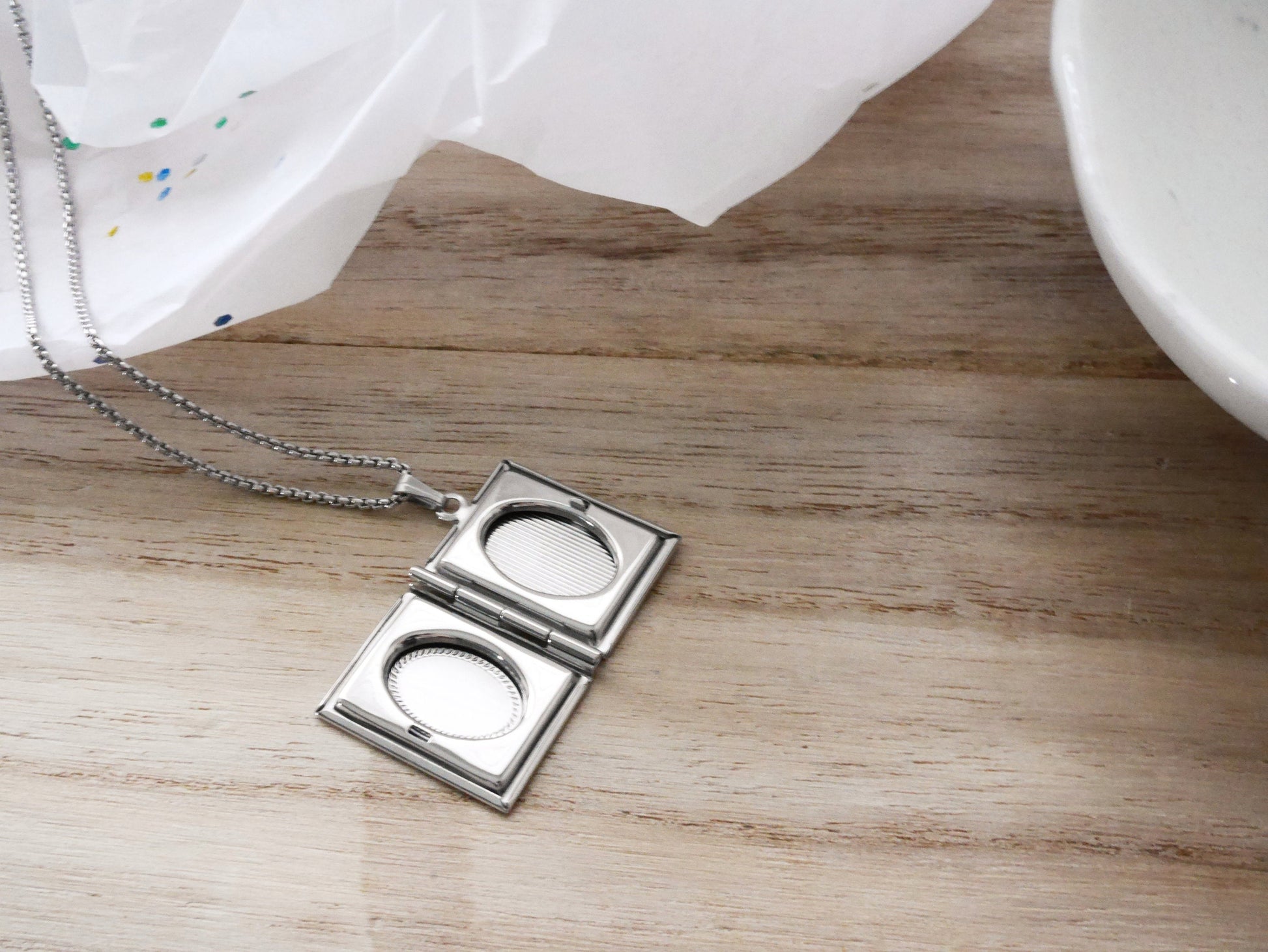 Book Locket Necklace with Customized Engraving, Vintage Silver Pendant with Picture and Initials, Graduation and Proposal Jewelry Gift.
