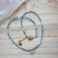Dainty Blue Beaded Choker Necklace with Evil Eye Pendant