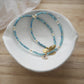 Dainty Blue Beaded Choker Necklace with Evil Eye Pendant