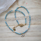 Dainty Blue Beaded Choker Necklace with Evil Eye Pendant