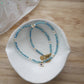 Dainty Blue Beaded Choker Necklace with Evil Eye Pendant